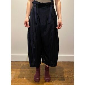 OTT Navy Blue Cotton Cupra Pleated Balloon Pants Size Small/Medium
